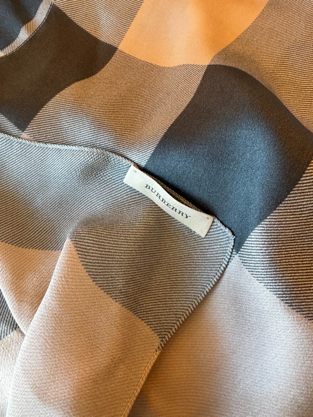 Burberry Silk Scarf in Gray, Pink, Cream